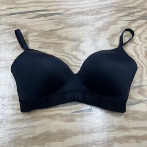 Victorias Secret PINK Wear Everywhere Wireless Lightly Lined Bra Sz 36DD Black